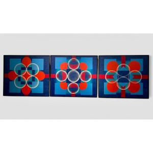 Dan Parmentier (1927-1999), Triptych “birth, Life, Death”, Geometric Abstraction
